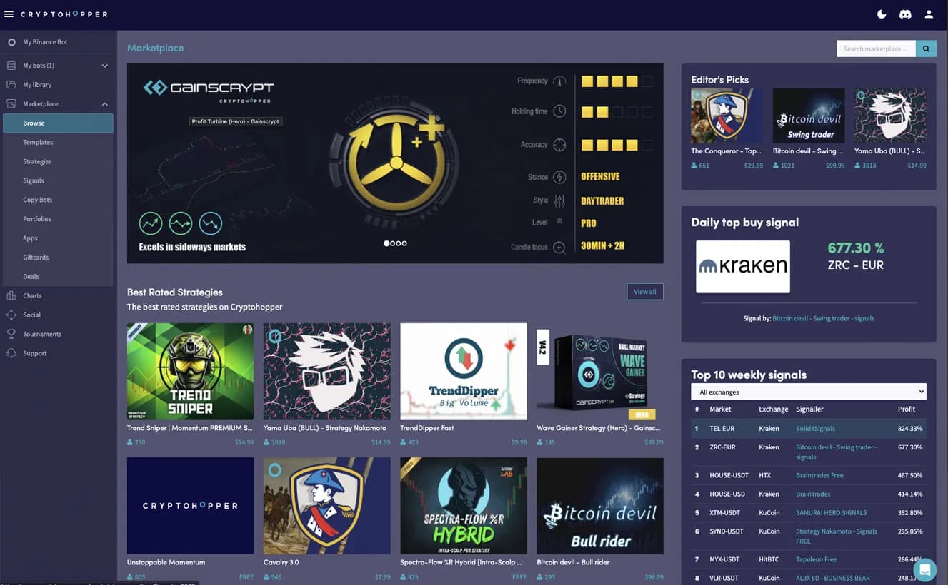 Cryptohopper marketplace